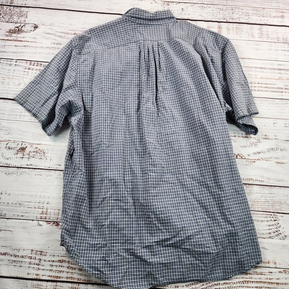 Polo Ralph Lauren Button Down Shirt Mens Big 2X Blue Check Cotton Short Sleeve